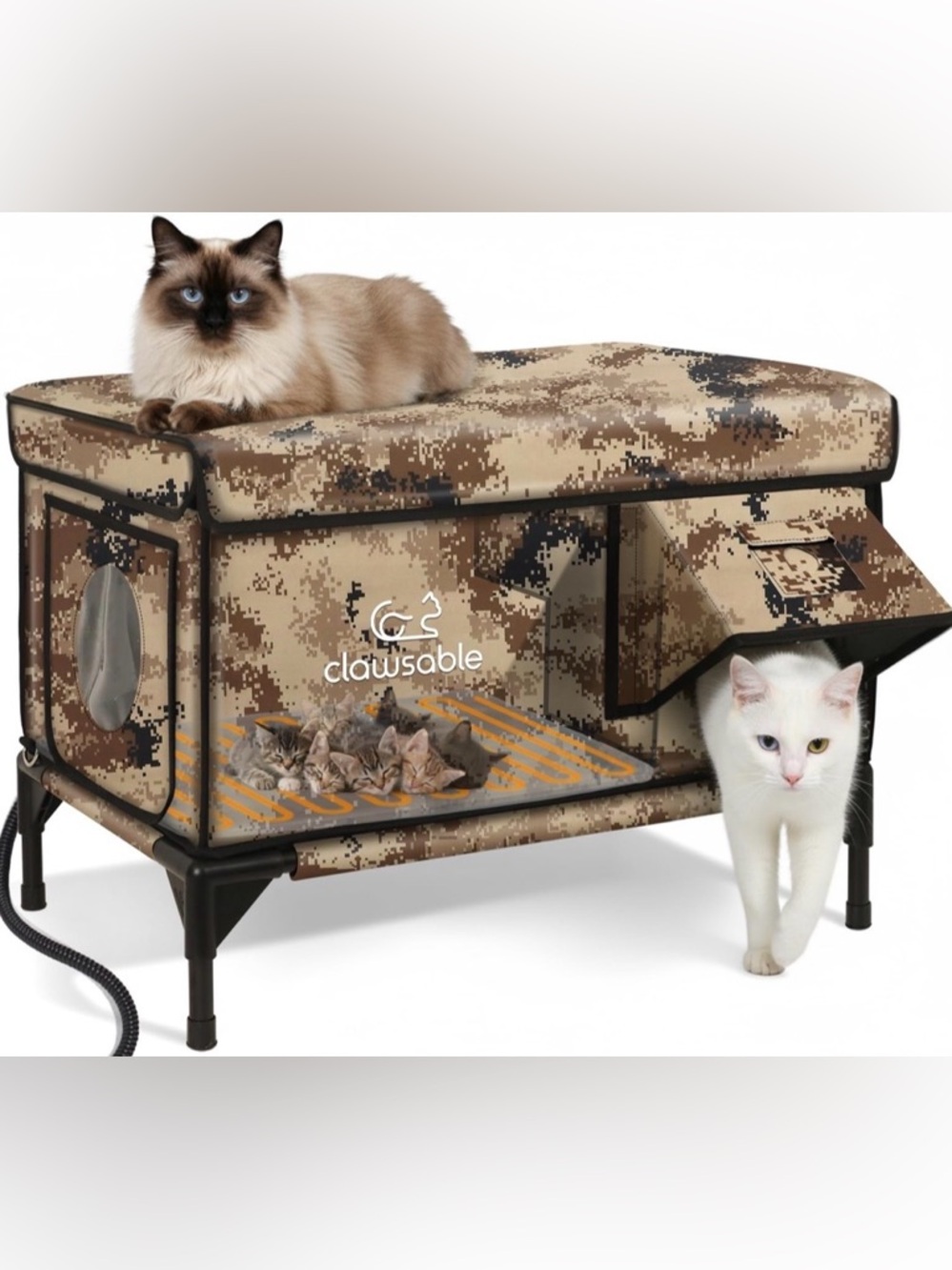 Akentio | insulated 2 door Outdoor Heated Cat House shelter for Winter
